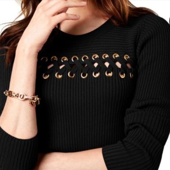 NWT Michael Kors Grommet Lace Up Sweater Dress - Picture 8 of 9